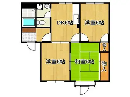 メンバーズタウン苅田B棟(3DK/2階)の間取り写真