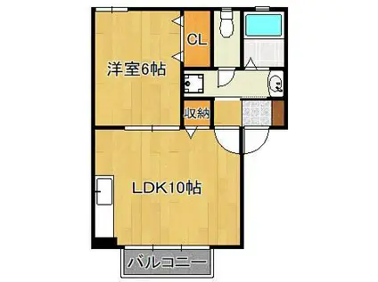 オレンジヒル A棟(1LDK/2階)の間取り写真