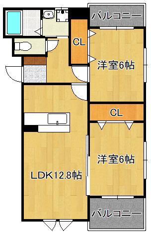 プライムスクエア(2LDK/2階)の間取り写真