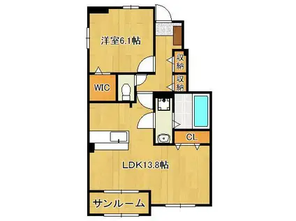 アドーニスⅡ(1LDK/1階)の間取り写真