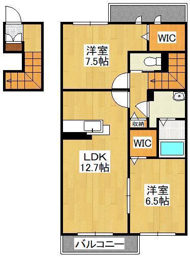 エクセランドヒルズ (2LDK/2階)の間取り写真