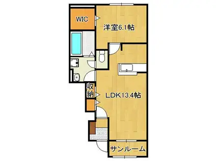 コスモス J(1LDK/1階)の間取り写真