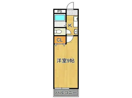 ウィルステージシエスタ(1K/5階)の間取り写真