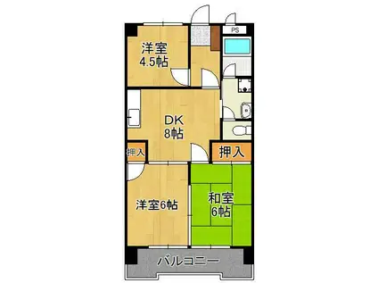 シャトレ苅田Ⅱ(3DK/5階)の間取り写真