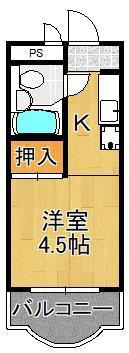 フェリス苅田(1K/4階)の間取り写真