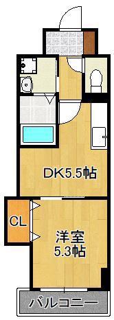 THE SQUARE・CENTRAL RESIDENCE(1DK/2階)の間取り写真