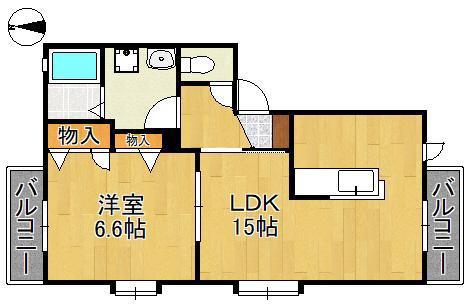 エステーラ(1LDK/2階)の間取り写真