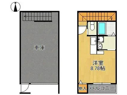 ラディア行事(ワンルーム/1階)の間取り写真