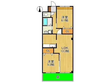 EXCELLENT 街角 参番館(2LDK/1階)の間取り写真