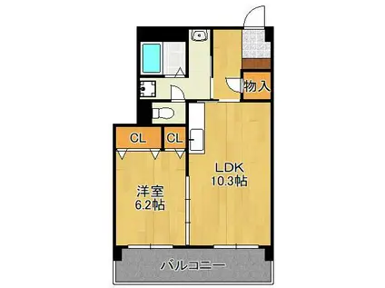 第二原ビル(1LDK/4階)の間取り写真