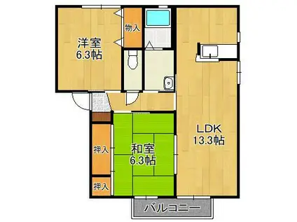 プラティーク アヴェニュー A棟(2LDK/2階)の間取り写真
