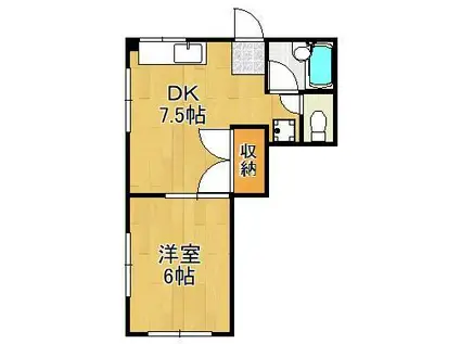 サンフラット(1DK/1階)の間取り写真