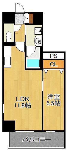 テゾーロ行橋(1LDK/5階)の間取り写真