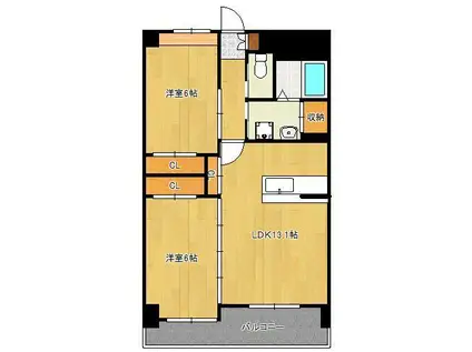 ピースグレース(2LDK/6階)の間取り写真