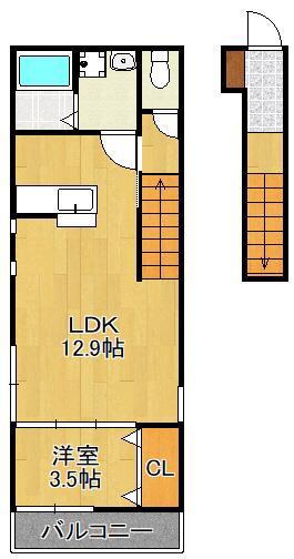 ユアメゾン田原新町(1LDK/2階)の間取り写真