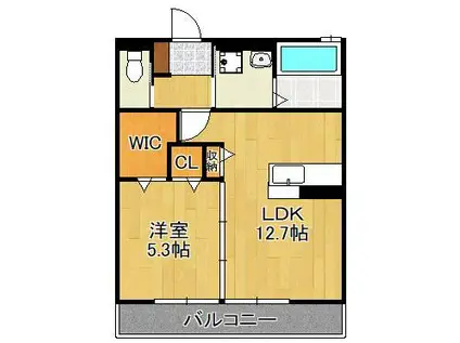 リアンサンクC棟(1LDK/2階)の間取り写真