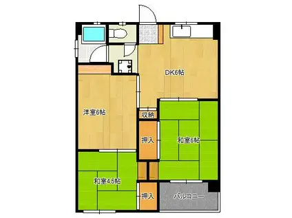 葛原グランドハイム(3DK/3階)の間取り写真