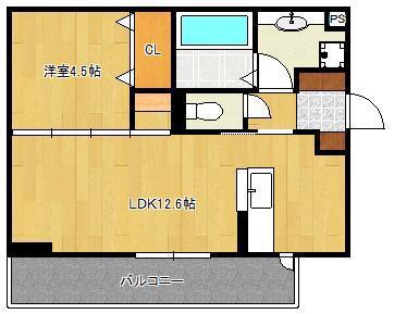 ユーフォリア行橋(1LDK/2階)の間取り写真