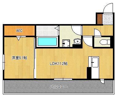 ユーフォリア行橋(1LDK/3階)の間取り写真
