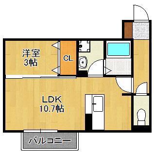 COZY COURT下曽根(1LDK/1階)の間取り写真