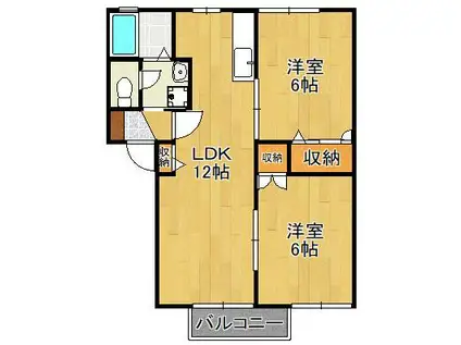エスポワール中津熊(2LDK/2階)の間取り写真