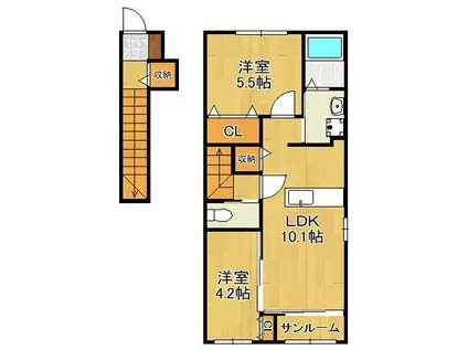 サンテラス(2LDK/2階)の間取り写真