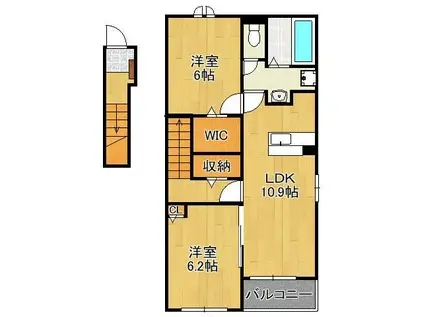 シャンティープレースナゴミ(2LDK/2階)の間取り写真