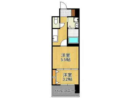 ギャラン中央(2K/4階)の間取り写真