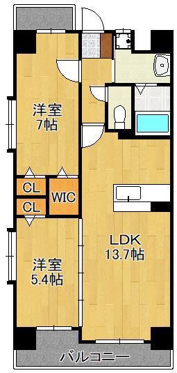 セレーノ行橋(2LDK/7階)の間取り写真