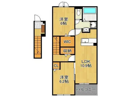 レジデンス プリュⅨ(2LDK/2階)の間取り写真