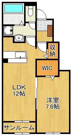 ヒカルサ行橋 Ⅰ(1LDK/1階)の間取り写真