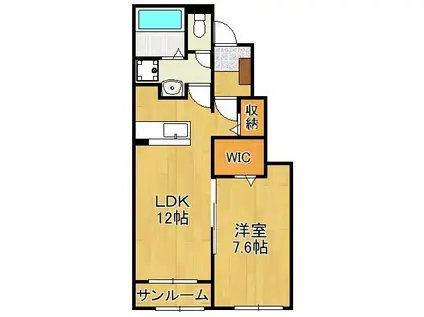 ロータス北泉1(1LDK/1階)の間取り写真