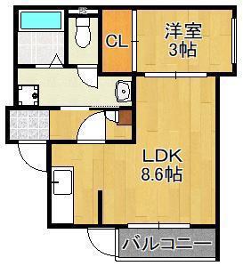 CALM下曽根(1LDK/2階)の間取り写真