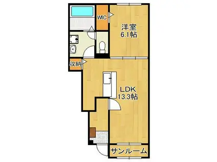 フリーデンハイム(1LDK/1階)の間取り写真
