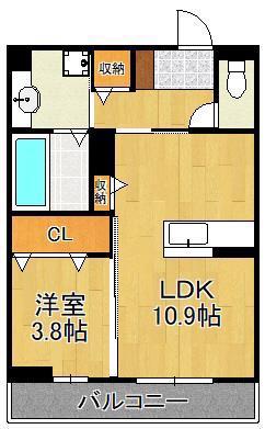 フース コーシェリ(1LDK/2階)の間取り写真