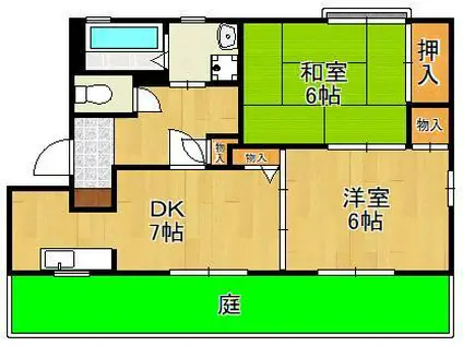 ドミールA(2DK/1階)の間取り写真