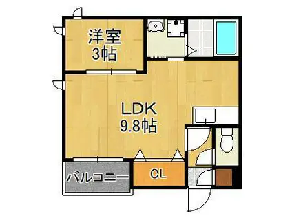 CONFORTIA安部山公園(1LDK/2階)の間取り写真