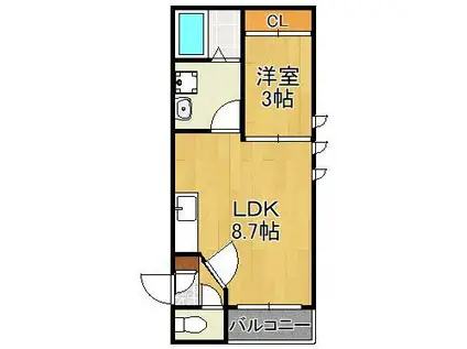 CONFORTIA安部山公園(1LDK/2階)の間取り写真