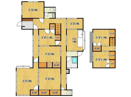 日豊本線 新田原駅 徒歩3分 2階建 築54年(8DK)の間取り写真