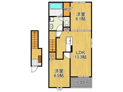 メゾン ド ジュネス Ⅱ(2LDK/2階)の間取り写真