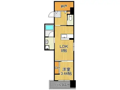 GRACECOAST(1LDK/8階)の間取り写真