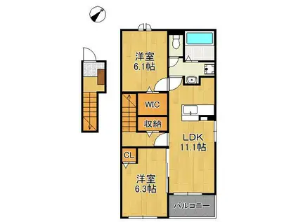 メゾン・ド・アン Ⅱ(2LDK/2階)の間取り写真