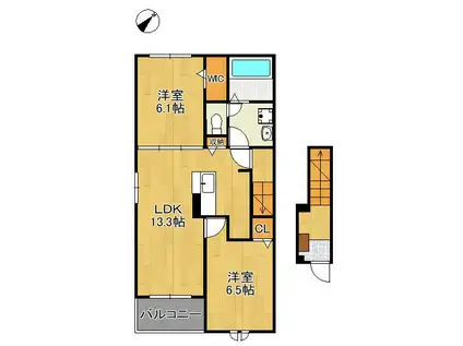 メゾン・ド・アン Ⅳ(2LDK/2階)の間取り写真