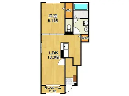 T.A.O 苅田 Ⅱ(1LDK/1階)の間取り写真