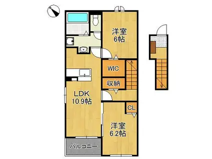 ハーベスト Ⅰ(2LDK/2階)の間取り写真