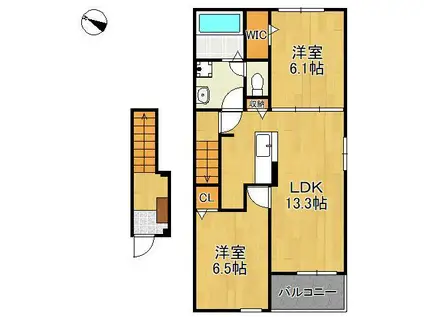 クラールFKⅡA(2LDK/2階)の間取り写真