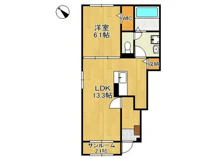 ニューライズ苅田 Ⅱ(1LDK/1階)の間取り写真