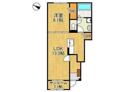 クラールFKⅡB(1LDK/1階)の間取り写真