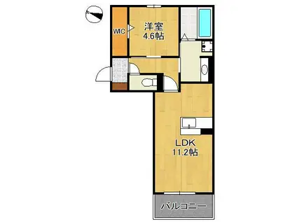 MER行事 A棟(1LDK/2階)の間取り写真