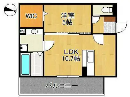 MER行事 A棟(1LDK/3階)の間取り写真